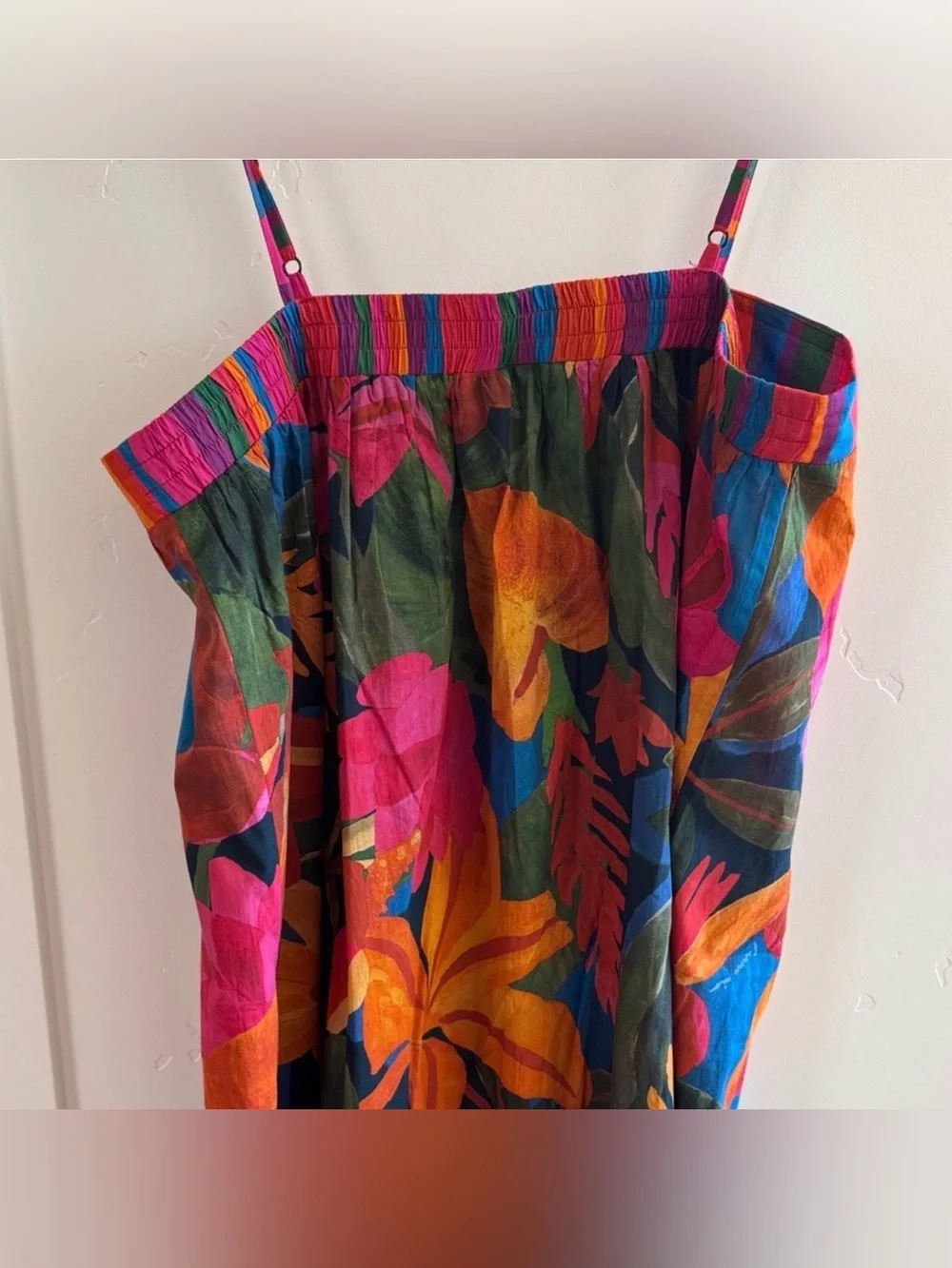 FARM Rio Floral Tropical Blue - Colorful Stripes Cover Up, NWT, XL